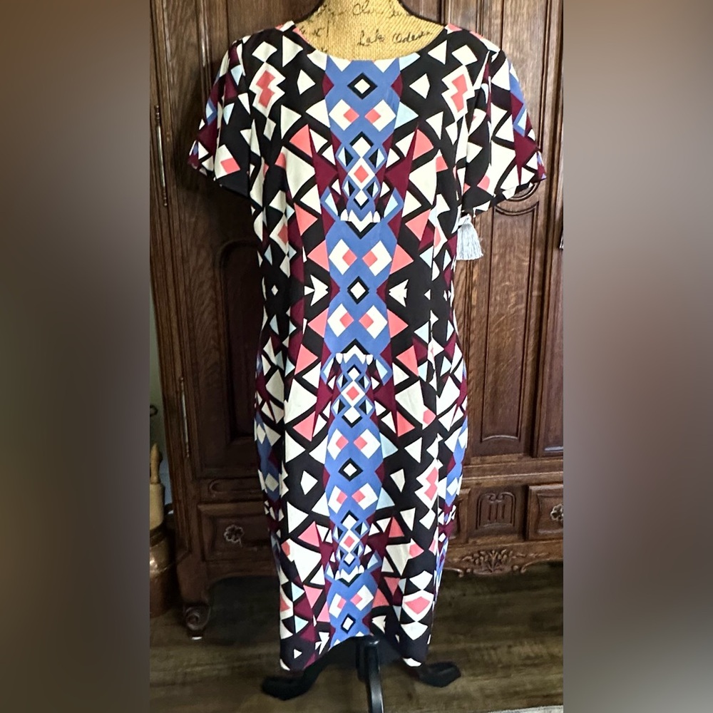 Talbots Grometric Patterned Dress - Multicolor